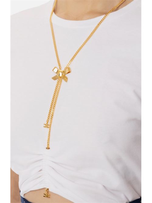 T-SHIRT WITH BOW NECKLACE ELISABETTA FRANCHI | MA00651E2270 gesso